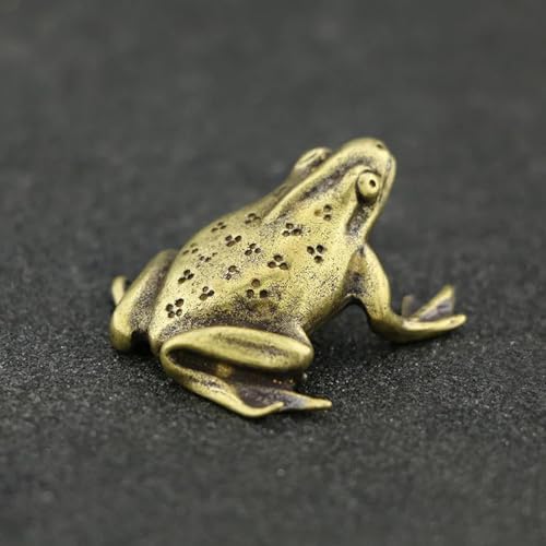 KUNGZUNMOLDS Messing-Figuren, Heimdekoration, 3,7 x 3,4 cm, Vintage-Kupfer-Mini-Frosch-Statue, Ornamente, Retro-Messing-Tierfiguren, Heimdekoration, Zubehör, Büro, Schreibtisch, Dekorationen, von KUNGZUNMOLDS