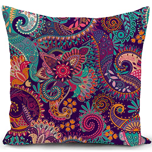 Kissenbezug Boho lila Kissen Hippie deko Geschenke für sofakissen kissenbezüge pfauenfedern dekokissen couchkissen kissenhülle Sofa Schlafzimmer Wohnzimmer Zimmer zierkissen 45x45 cm von KUNQIAN