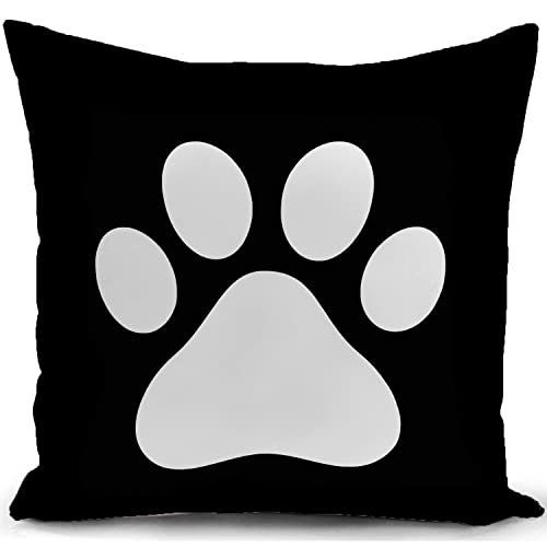 Kissenbezug mit Pfotenmotiv,niedlich,für Kinder,schwarz,für Hunde,Katzen,Pfoten,Dekoration für Zuhause,Wohnzimmer,Couch,Bett,Sofa,Dekoration,Überwurf,Kissenbezug,Jungen-Geschenk45x45 cm von KUNQIAN