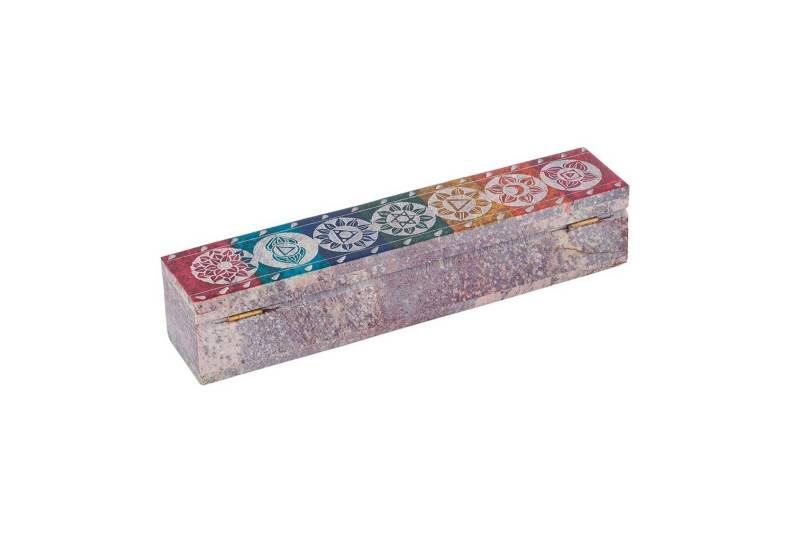 KUNST UND MAGIE Räucherstäbchen-Halter Räucherstäbchenhalter-7 Chakra Dose Box Räucherstäbchen Speckstein Box von KUNST UND MAGIE