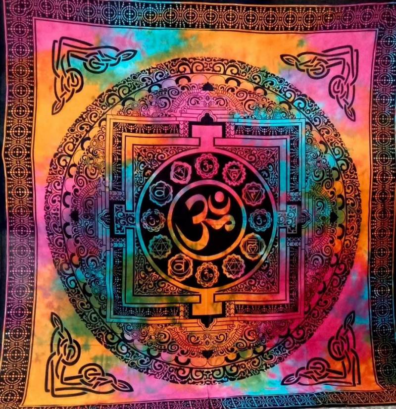 KUNST UND MAGIE Wandteppich AUM Tagesdecke Wandbehang Bunt Dekotuch OM Yantra Mandala ca.200x230cm KUNST UND MAGIE Wandteppich AUM Tagesdecke Wandbehang Bunt Dekotuch OM Yantra Mandala ca.200x230cm von KUNST UND MAGIE