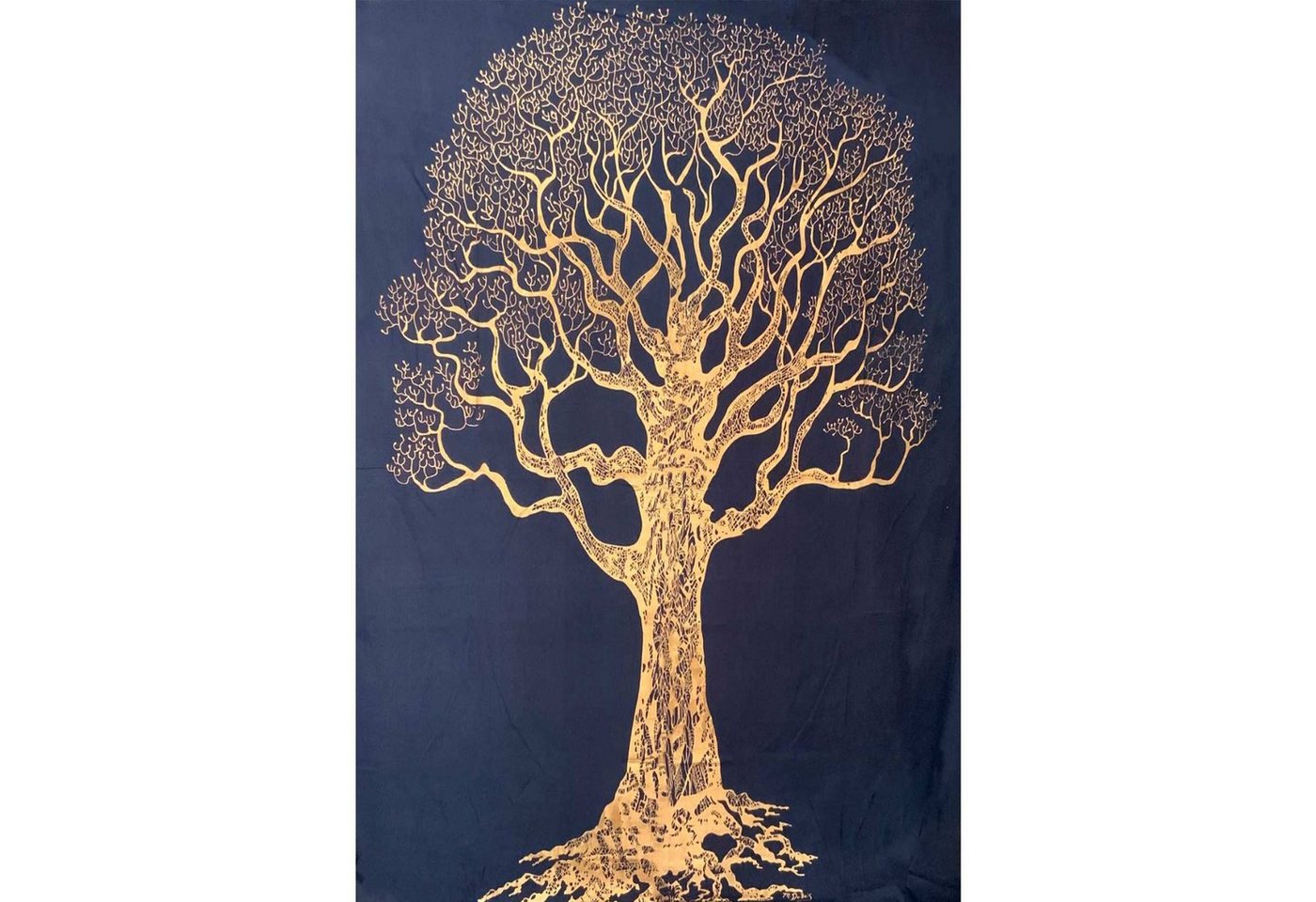 Wandteppich Tagesdecke Wandbehang Dekotuch Goldener Elefant Bohi Baum ca.200x135cm, KUNST UND MAGIE von KUNST UND MAGIE