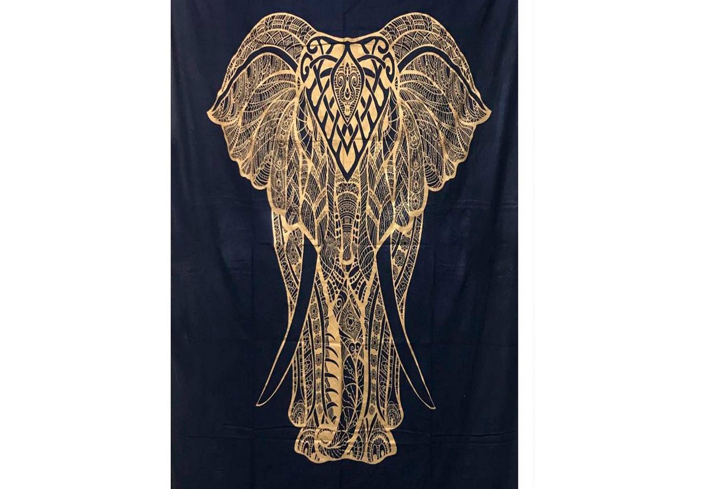 Wandteppich Tagesdecke Wandbehang Deko Tuch Goldener Elefant ca. 200 x135cm, KUNST UND MAGIE von KUNST UND MAGIE