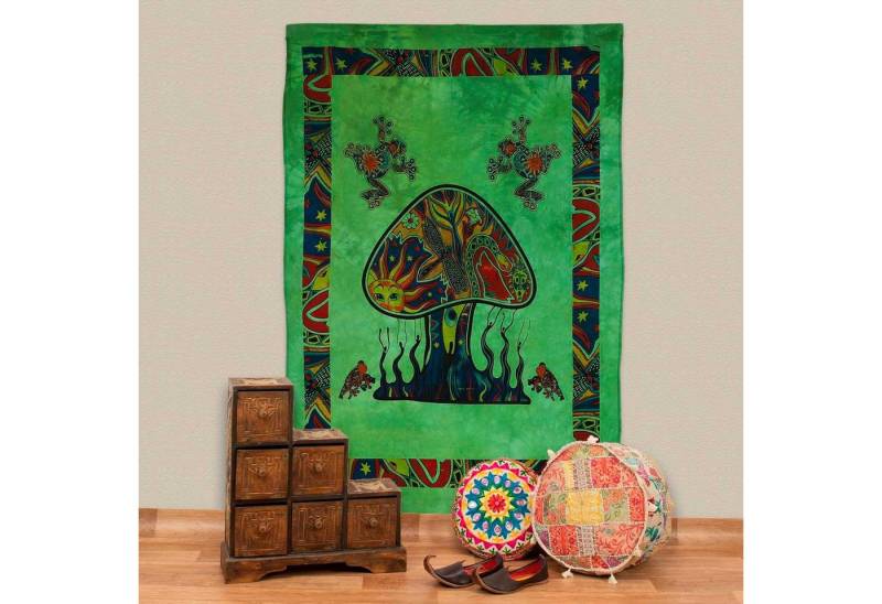 KUNST UND MAGIE Wandteppich Mushrooms Poster Wandbehang Deko Tuchchedelic Dekotuch ca 210x140cm von KUNST UND MAGIE