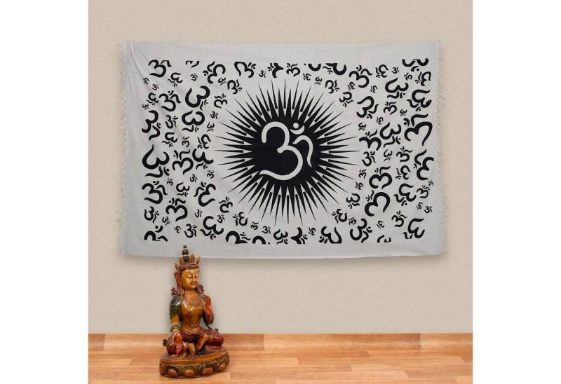 KUNST UND MAGIE Wandteppich OM Dekotuch Große Tagesdecke Wandbehang Tuch Goa ca. 140 x 210cm von KUNST UND MAGIE