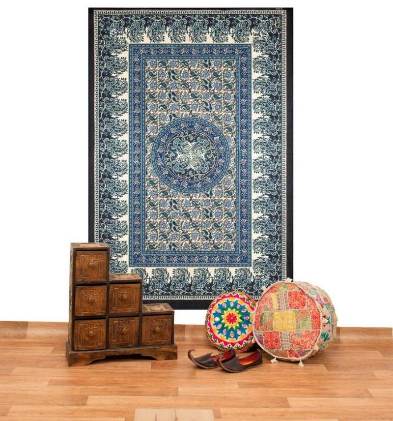 KUNST UND MAGIE Wandteppich Tagesdecke Wandbehang Deko Wand Tuch Mandala ca 135 x 200cm Goa von KUNST UND MAGIE
