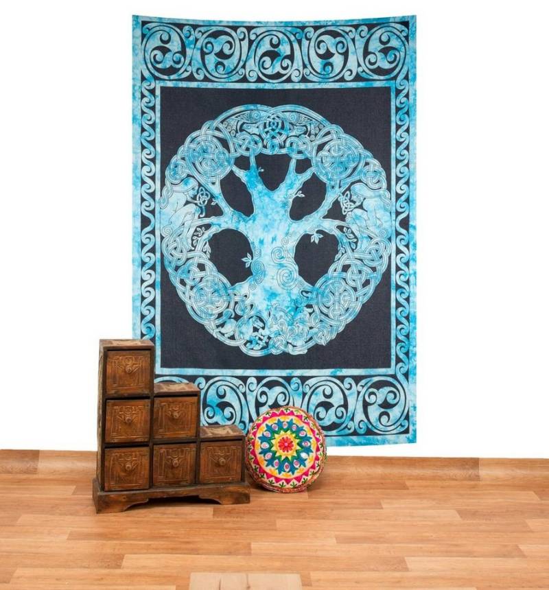 KUNST UND MAGIE Wandteppich Tagesdecke Wandbehang Lebensbaum Ygdrasül Keltisch Blau ca.210x145cm KUNST UND MAGIE Wandteppich Tagesdecke Wandbehang Lebensbaum Ygdrasül Keltisch Blau ca.210x145cm von KUNST UND MAGIE