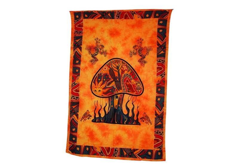 KUNST UND MAGIE Wandteppich Tagesdecke Wandbehang Mushroom Tuch Pilze von KUNST UND MAGIE