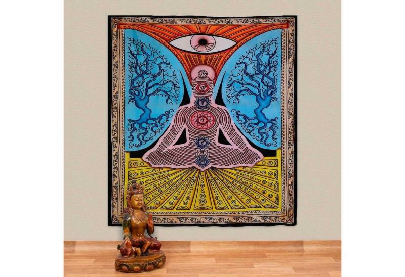 Wandteppich Tagesdecke Wandbehang Deko Yoga Meditation UV Aktiv ca 200x235cm, KUNST UND MAGIE von KUNST UND MAGIE