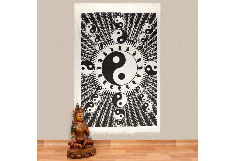KUNST UND MAGIE Wandteppich Ying& Yang Dekotuch Große Tagesdecke Wandbehang Tuch ca. 140 x 220cm von KUNST UND MAGIE