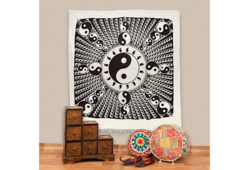 KUNST UND MAGIE Wandteppich Ying& Yang Dekotuch Große Tagesdecke Wandbehang Tuch ca. 210 x 240cm von KUNST UND MAGIE