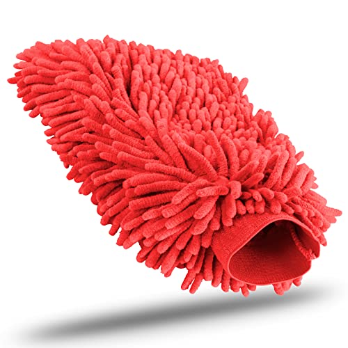 KUNSTIFY Waschhandschuh Zubehör Mikrofasertücher Auto Reinigungsset Microfasertuch Autopflege Politur Autopolitur Nanofasertuch Cockpitpflege Trockentuch (Rot) von KUNSTIFY