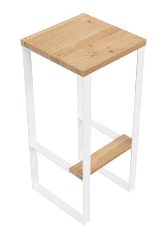 KUNSTLOFT Barhocker Fanny 35x70x35 cm, handgefertigter Barstuhl aus Wildeiche und Metall von KUNSTLOFT