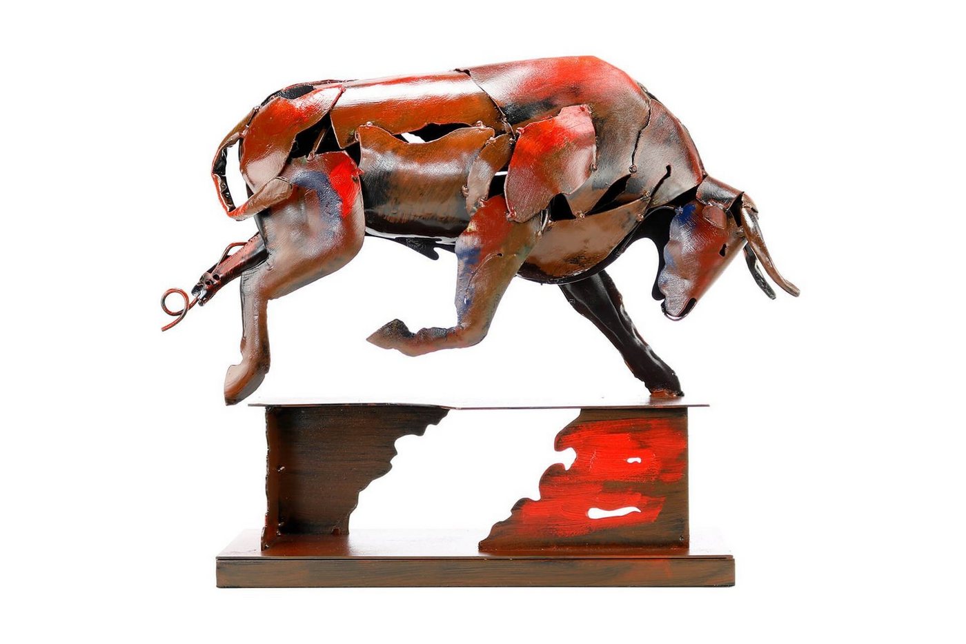 KUNSTLOFT Dekofigur Power of the Bull 39x48x12 cm, handgefertigte Figur aus Kunststein von KUNSTLOFT