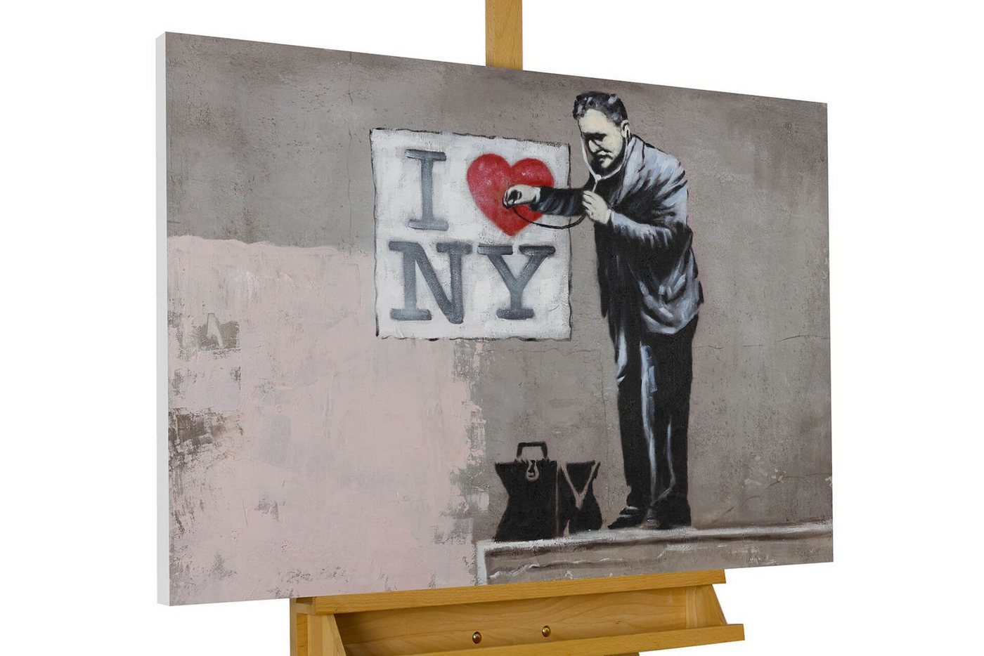 KUNSTLOFT Gemälde Banksy's Diagnosis 100x75 cm, Leinwandbild 100% HANDGEMALT Wandbild Wohnzimmer von KUNSTLOFT