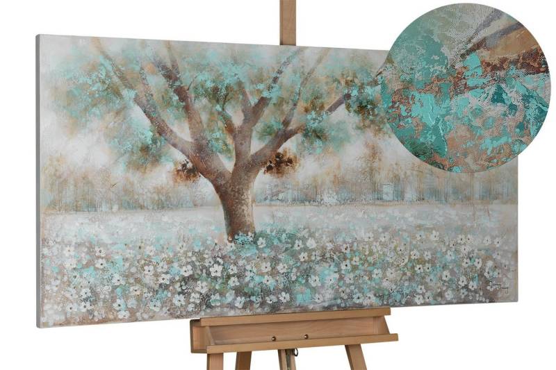 KUNSTLOFT Gemälde Baumflüstern 140x70 cm, Leinwandbild 100% HANDGEMALT Wandbild Wohnzimmer von KUNSTLOFT