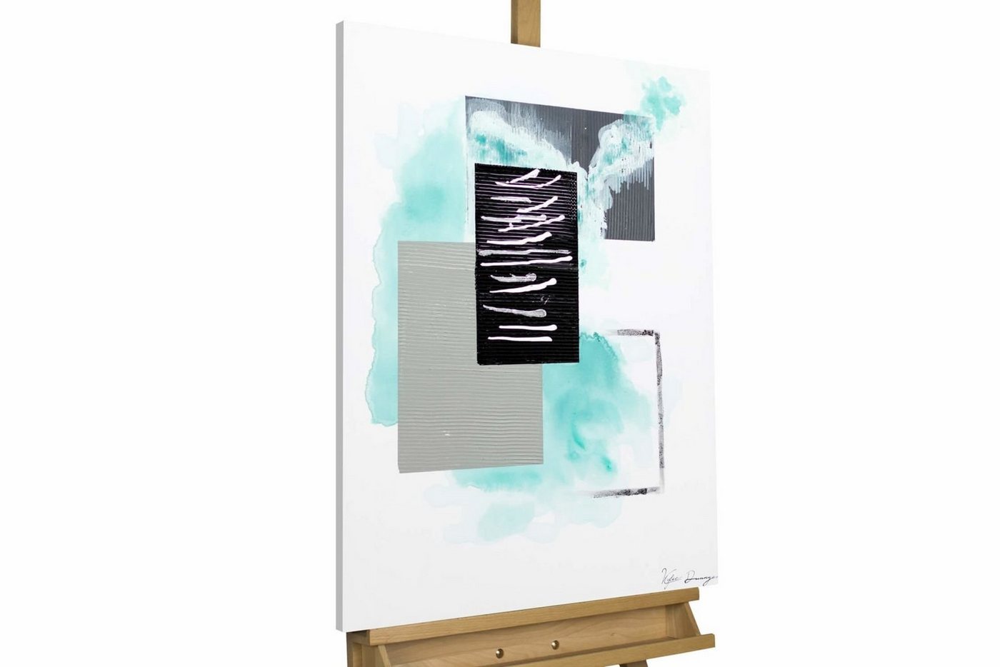 KUNSTLOFT Gemälde Cloudy Interaction 60x80 cm, Leinwandbild 100% HANDGEMALT Wandbild Wohnzimmer von KUNSTLOFT