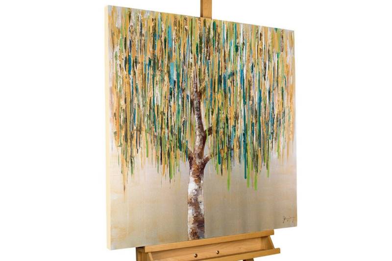 KUNSTLOFT Gemälde Das Flüstern der Trauerweide 80x80 cm, Leinwandbild 100% HANDGEMALT Wandbild Wohnzimmer von KUNSTLOFT