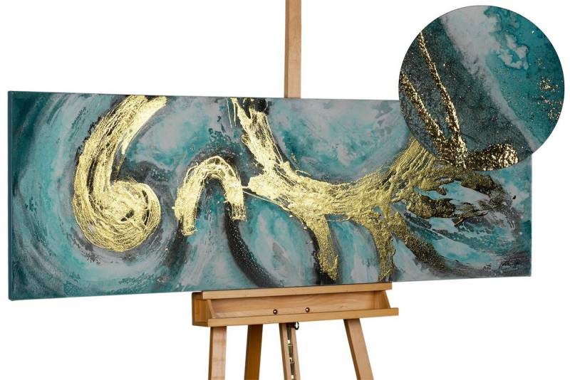 KUNSTLOFT Gemälde Enigma 150x50 cm, Leinwandbild 100% HANDGEMALT Wandbild Wohnzimmer von KUNSTLOFT