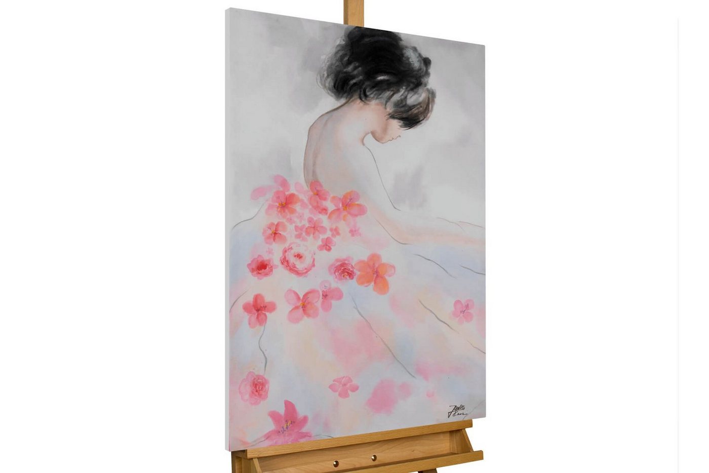 KUNSTLOFT Gemälde Floral Beauty 60x90 cm, Leinwandbild 100% HANDGEMALT Wandbild Wohnzimmer von KUNSTLOFT