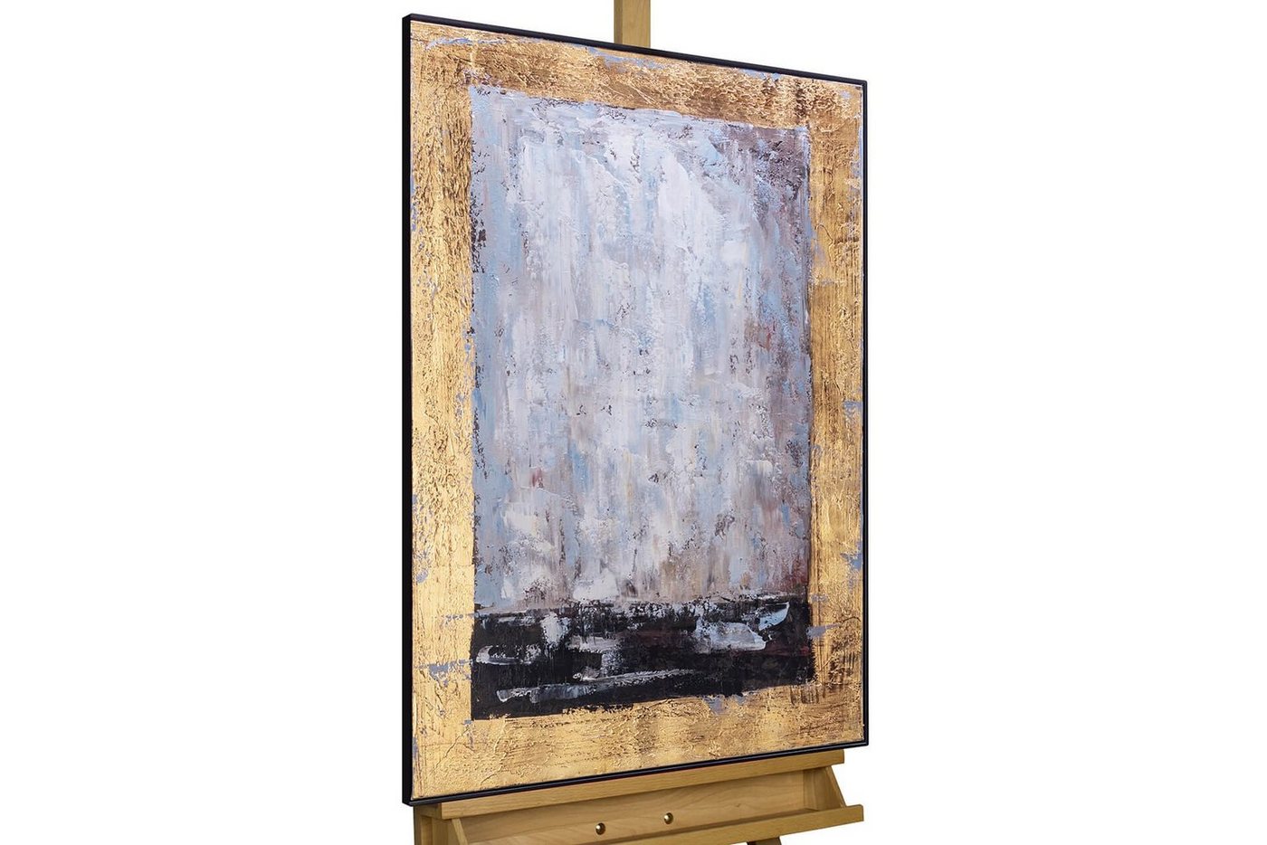 KUNSTLOFT Gemälde Goldene Aura 60x90 cm, Leinwandbild 100% HANDGEMALT Wandbild Wohnzimmer von KUNSTLOFT