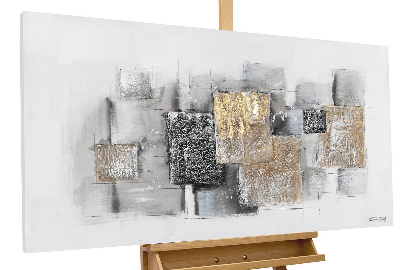 KUNSTLOFT Gemälde Industrial Figures 120x60 cm, Leinwandbild 100% HANDGEMALT Wandbild Wohnzimmer von KUNSTLOFT