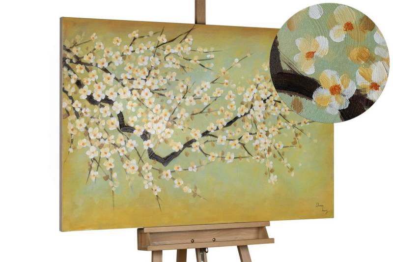 KUNSTLOFT Gemälde Kirschblüten 120x80 cm, Leinwandbild 100% HANDGEMALT Wandbild Wohnzimmer von KUNSTLOFT