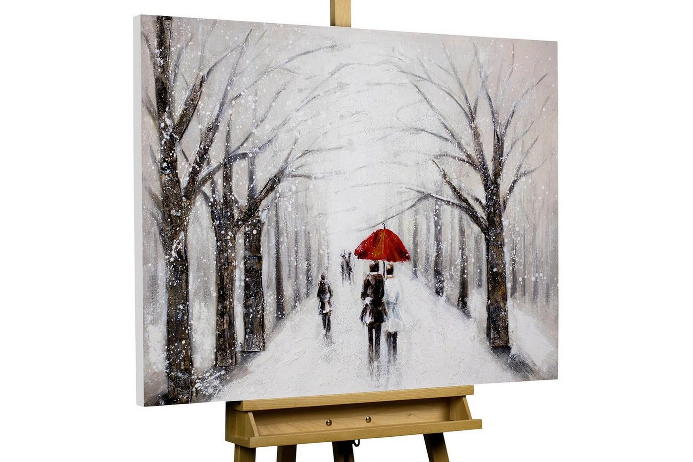 KUNSTLOFT Gemälde Kiss in the Snow 100x75 cm, Leinwandbild 100% HANDGEMALT Wandbild Wohnzimmer von KUNSTLOFT