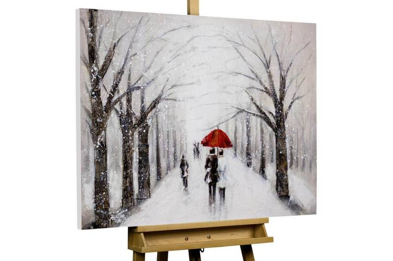KUNSTLOFT Gemälde Kiss in the Snow 100x75 cm, Leinwandbild 100% HANDGEMALT Wandbild Wohnzimmer von KUNSTLOFT
