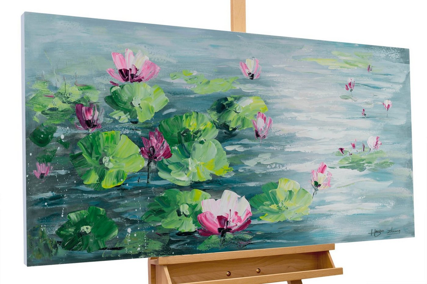 KUNSTLOFT Gemälde Monet's Impressions 120x60 cm, Leinwandbild 100% HANDGEMALT Wandbild Wohnzimmer von KUNSTLOFT
