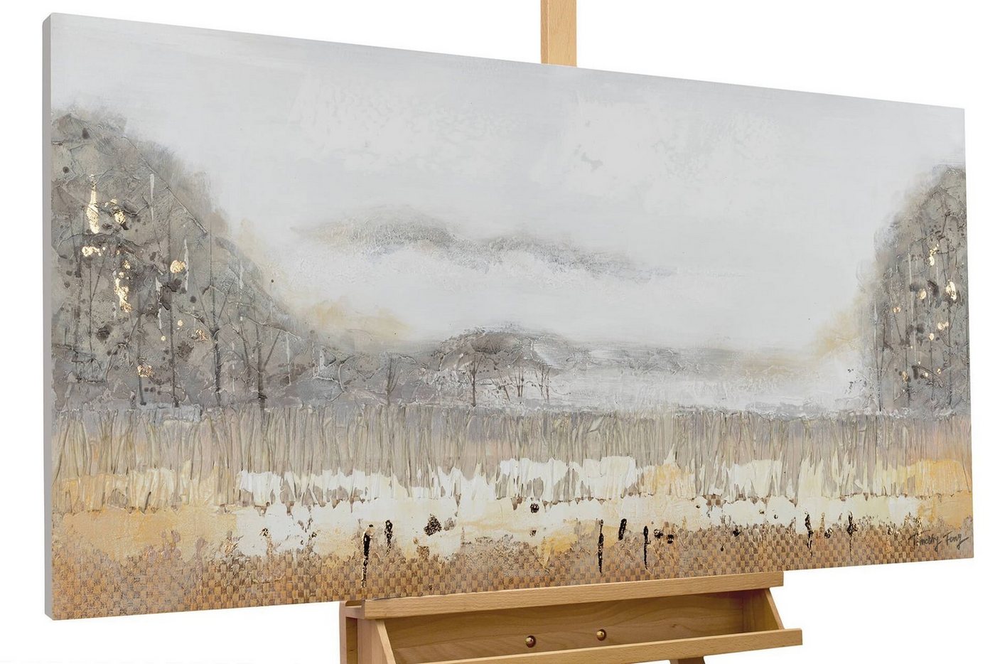 KUNSTLOFT Gemälde »Mountains in Fog«, handgemaltes Bild auf Leinwand von KUNSTLOFT