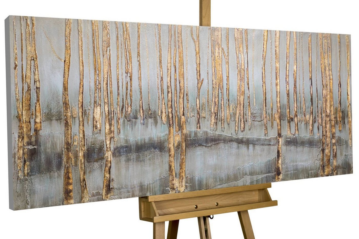 KUNSTLOFT Gemälde Mystischer Wald 150x70 cm, Leinwandbild 100% HANDGEMALT Wandbild Wohnzimmer von KUNSTLOFT