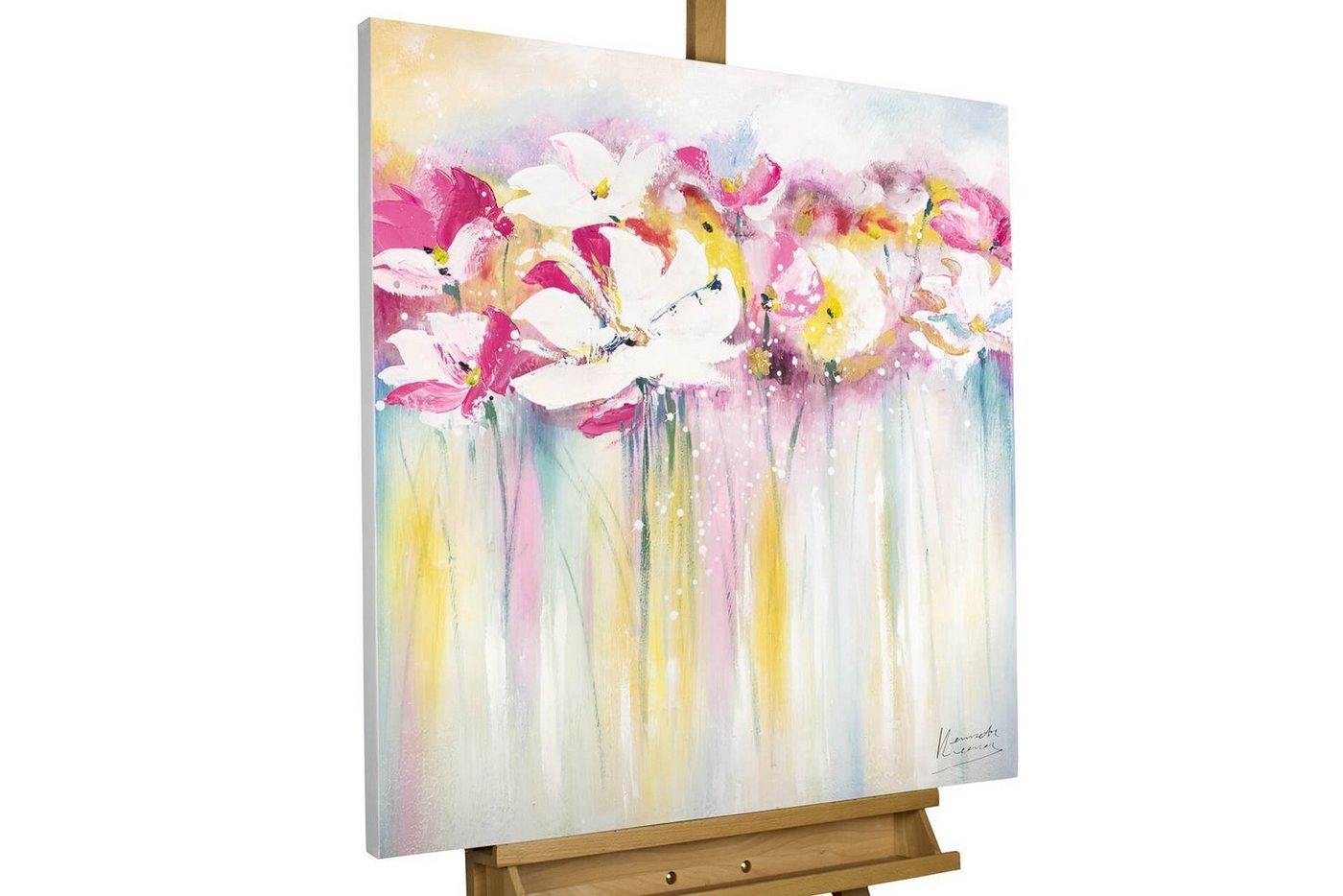 KUNSTLOFT Gemälde Rose Scented Summertime 80x80 cm, Leinwandbild 100% HANDGEMALT Wandbild Wohnzimmer von KUNSTLOFT