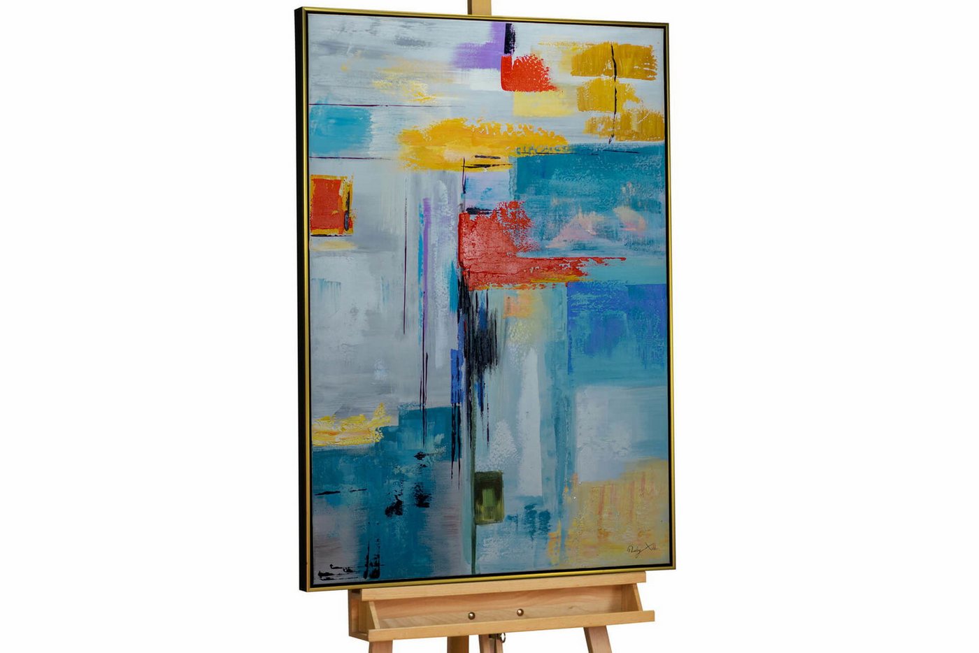 KUNSTLOFT Gemälde Water Reflections 77.5x102.5 cm, Leinwandbild 100% HANDGEMALT Wandbild Wohnzimmer von KUNSTLOFT