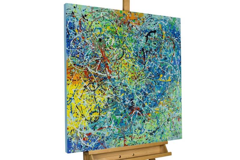 KUNSTLOFT Gemälde Zauber der Farben 80x80 cm, Leinwandbild 100% HANDGEMALT Wandbild Wohnzimmer von KUNSTLOFT