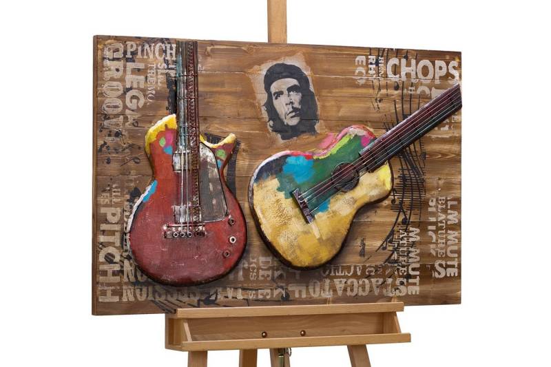KUNSTLOFT Holzbild Kubanische Klänge 90x60 cm, handgefertiges Wandbild aus Holz von KUNSTLOFT