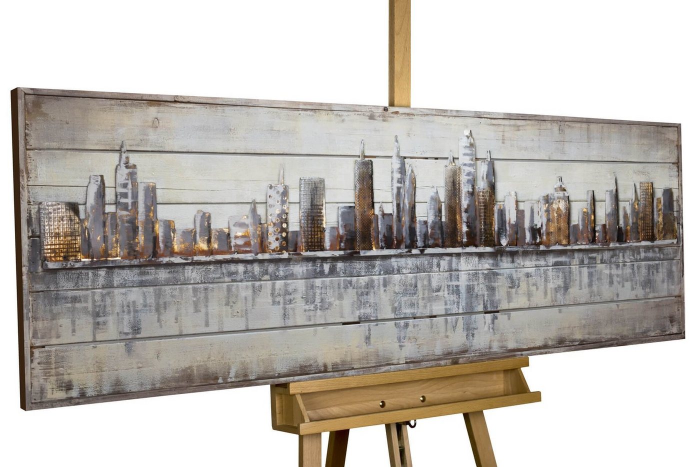 KUNSTLOFT Holzbild Next Stop: USA 150x50 cm, handgefertiges Wandbild aus Holz KUNSTLOFT Holzbild Next Stop: USA 150x50 cm, handgefertiges Wandbild aus Holz von KUNSTLOFT