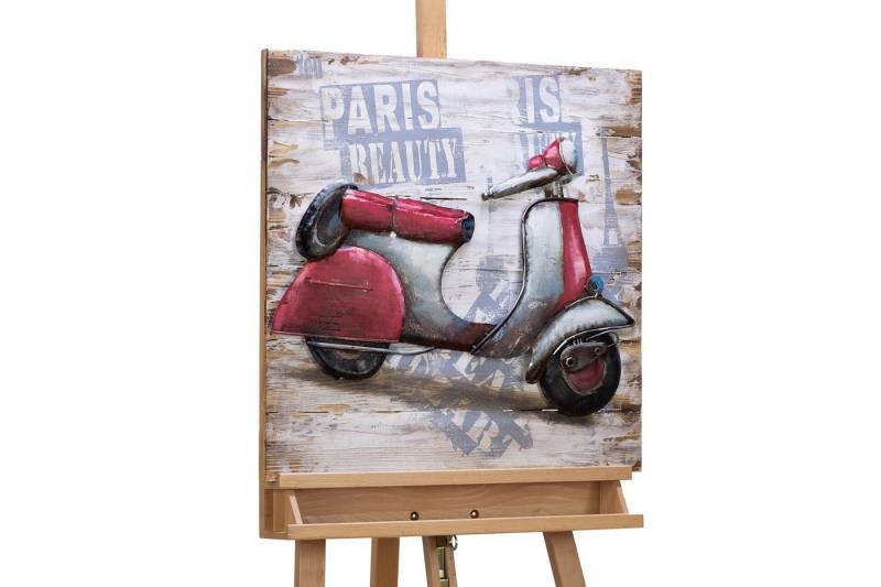 KUNSTLOFT Holzbild When in Paris 60x60 cm, handgefertiges Wandbild aus Holz von KUNSTLOFT