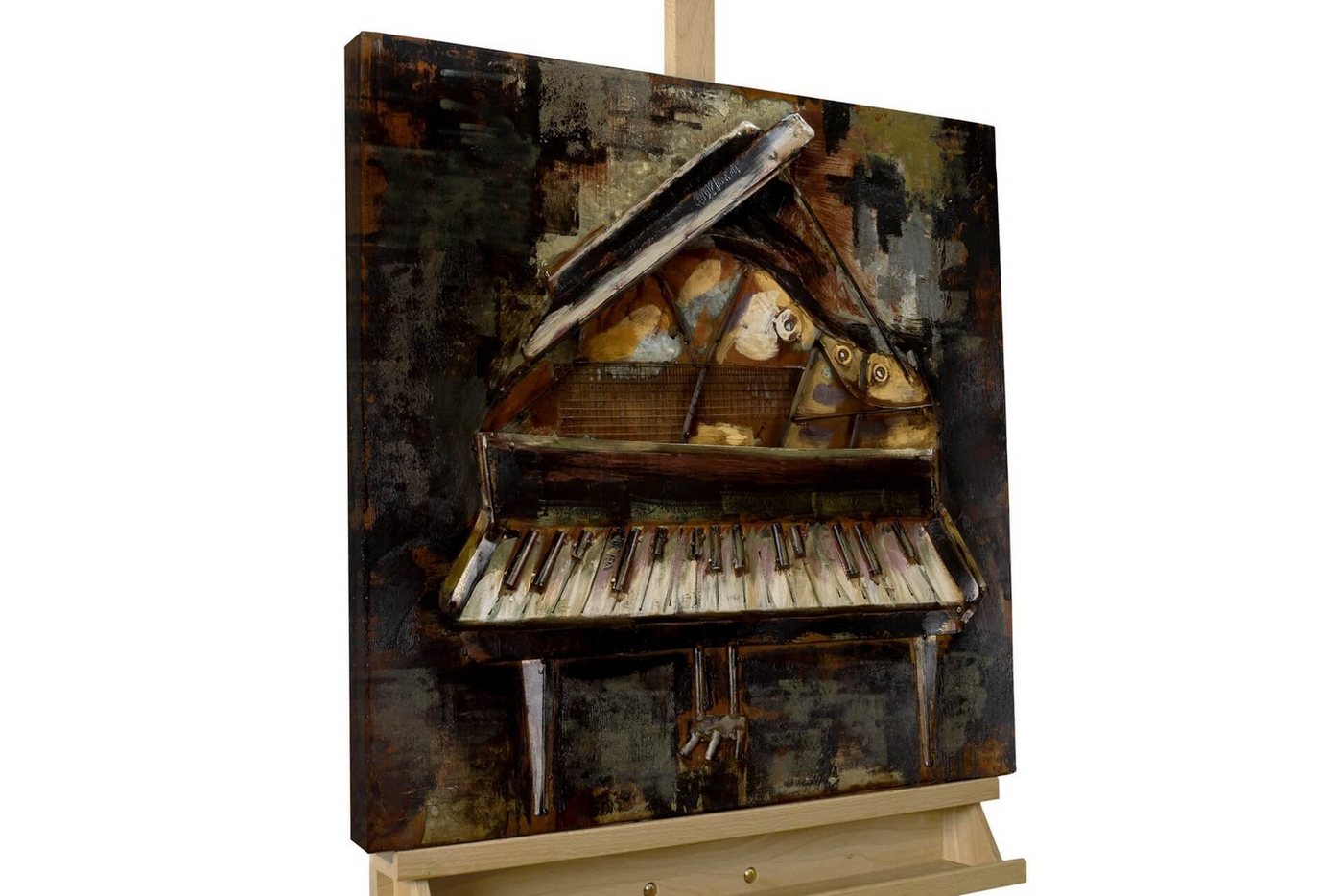 KUNSTLOFT Metallbild Harmonische Klänge 60x60 cm, handgefertiges Wandrelief 3D von KUNSTLOFT