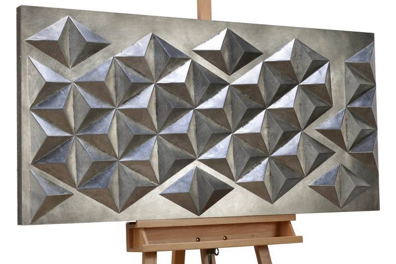 KUNSTLOFT Metallbild Pyramidal Illusion 119x55 cm, handgefertiges Wandrelief 3D von KUNSTLOFT