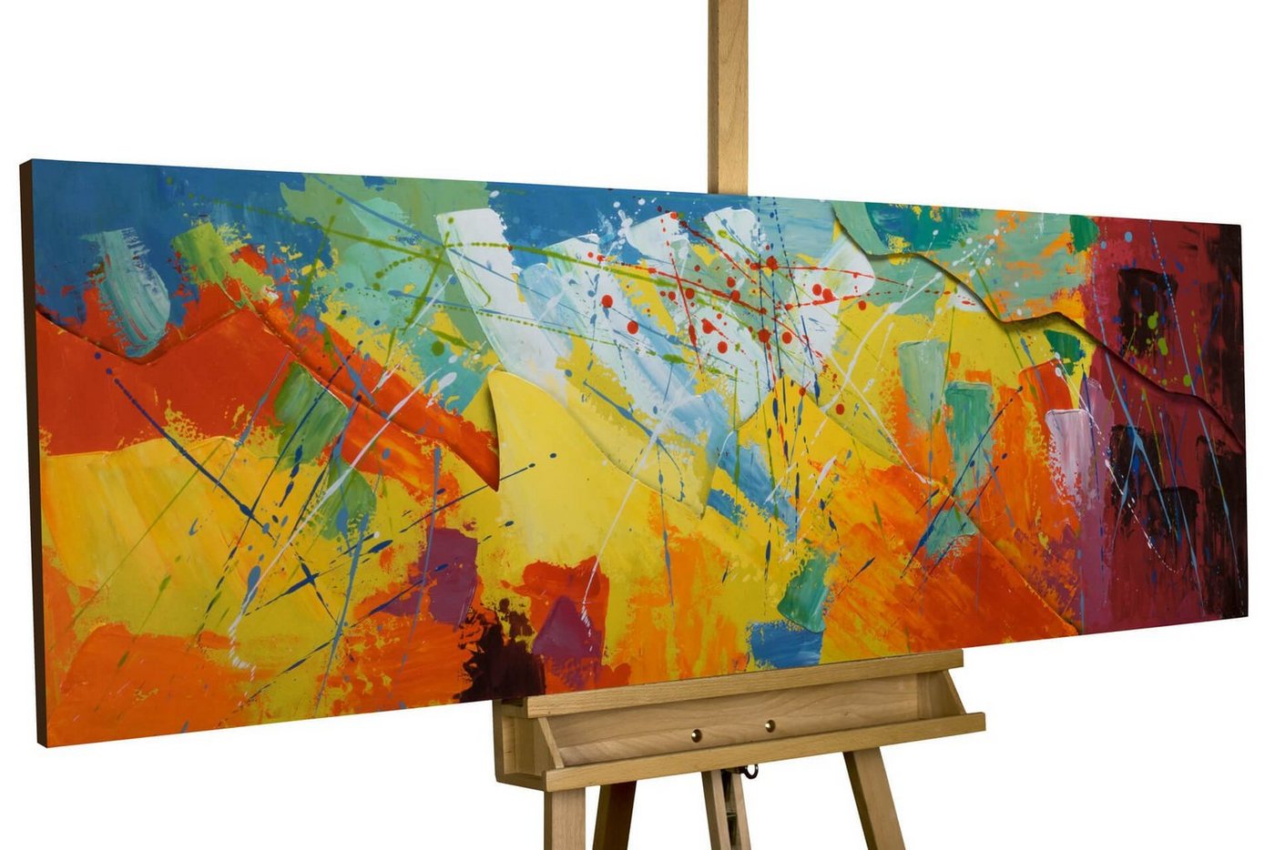 KUNSTLOFT Metallbild Rise to the Sky 144x44 cm, handgefertiges Wandrelief 3D von KUNSTLOFT