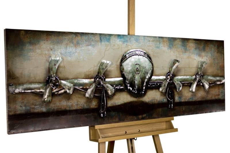 KUNSTLOFT Metallbild Rotating Propeller 144x44 cm, handgefertiges Wandrelief 3D von KUNSTLOFT