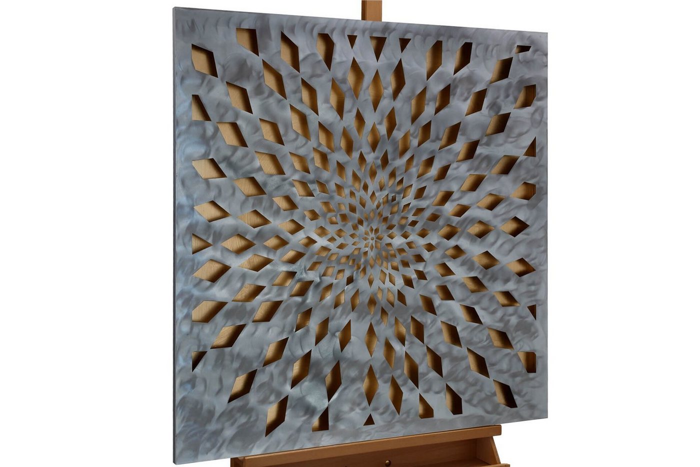 KUNSTLOFT Metallbild Shimmer Fascination 80x80 cm, handgefertiges Wandrelief 3D von KUNSTLOFT