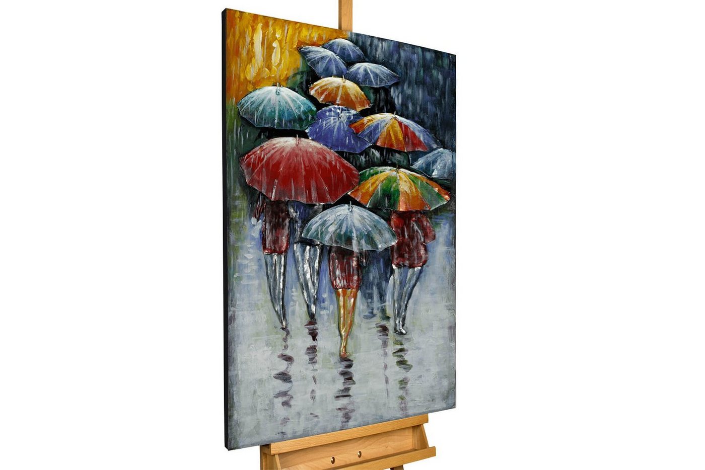 KUNSTLOFT Metallbild Umbrella Colors 50x100 cm, handgefertiges Wandrelief 3D von KUNSTLOFT