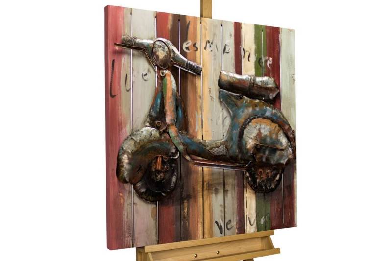 KUNSTLOFT Metallbild Vespa Love 80x80 cm, handgefertiges Wandrelief 3D von KUNSTLOFT