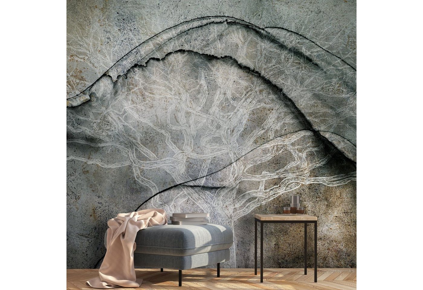 KUNSTLOFT Vliestapete Alphabet of Trees 0.98x0.7 m, halb-matt, matt, lichtbeständige Design Tapete von KUNSTLOFT