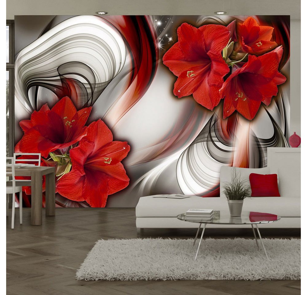 KUNSTLOFT Vliestapete Amaryllis - Ballad of the Red 1x0.7 m, halb-matt, lichtbeständige Design Tapete von KUNSTLOFT