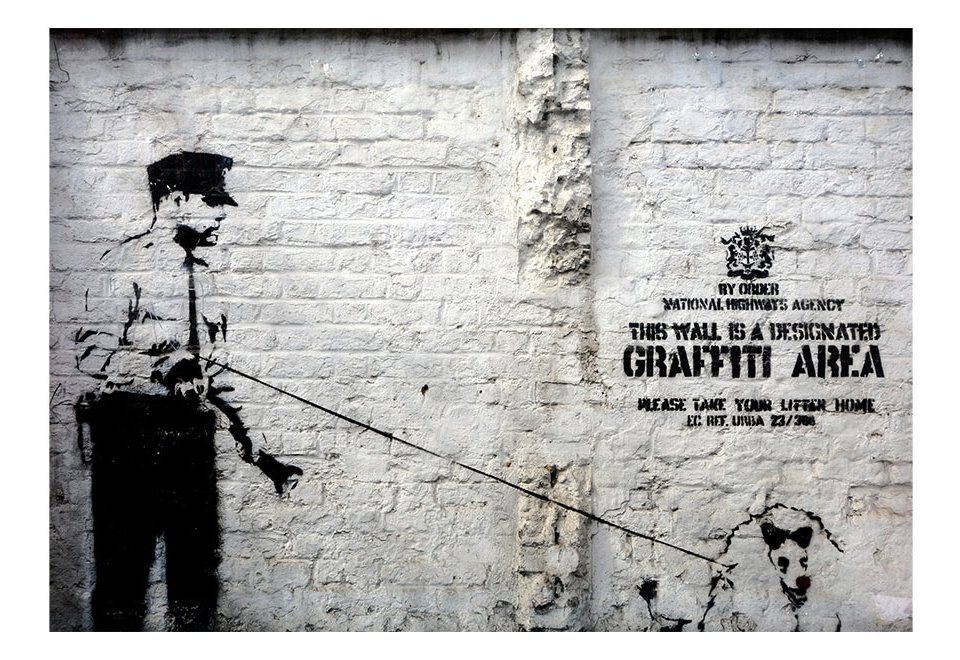 KUNSTLOFT Vliestapete Banksy's Police Poodle 2.5x1.75 m, halb-matt, lichtbeständige Design Tapete von KUNSTLOFT