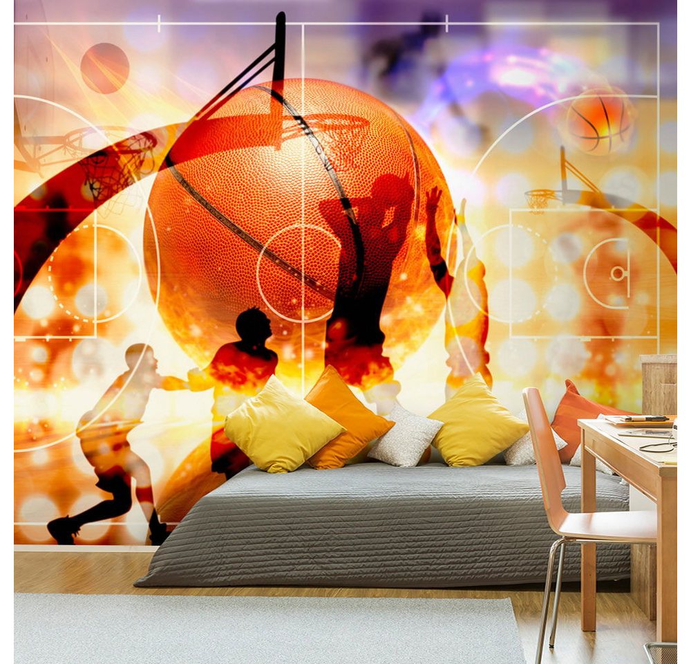 KUNSTLOFT Vliestapete Basketball 1.96x1.4 m, halb-matt, matt, lichtbeständige Design Tapete von KUNSTLOFT