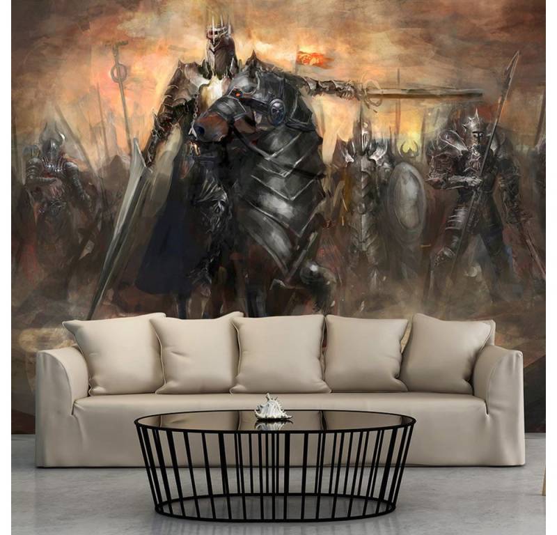 KUNSTLOFT Vliestapete Black rider 1.96x1.4 m, Halb-matt, Matt, lichtbeständige Design Tapete von KUNSTLOFT